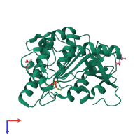 PDB entry 1dqy coloured by chain, top view.