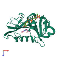 PDB entry 1dr1 coloured by chain, top view.