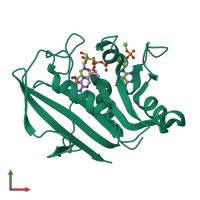 PDB entry 1dr3 coloured by chain, front view.