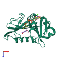 PDB entry 1dr3 coloured by chain, top view.
