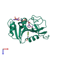 PDB entry 1dre coloured by chain, top view.