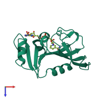 PDB entry 1drh coloured by chain, top view.