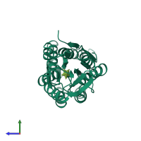 PDB entry 1drj coloured by chain, side view.
