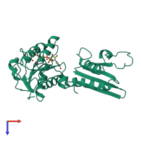 PDB entry 1drw coloured by chain, top view.