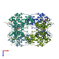 PDB entry 1ds5 coloured by chain, top view.