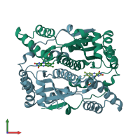 PDB entry 1ds7 coloured by chain, front view.