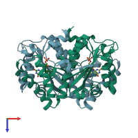 PDB entry 1ds7 coloured by chain, top view.