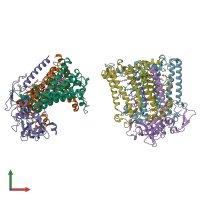 PDB entry 1ds8 coloured by chain, front view.