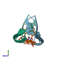 PDB entry 1dsc coloured by chain, side view.