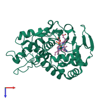 PDB entry 1dse coloured by chain, top view.