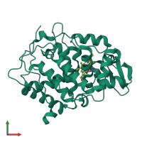 PDB entry 1dsp coloured by chain, front view.