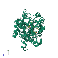 PDB entry 1dsp coloured by chain, side view.