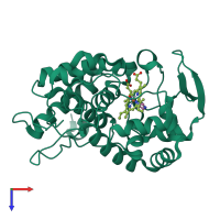 PDB entry 1dsp coloured by chain, top view.