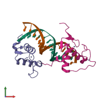 PDB entry 1dsz coloured by chain, front view.
