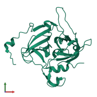 PDB entry 1dt2 coloured by chain, front view.