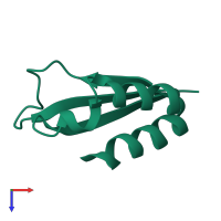 PDB entry 1dt4 coloured by chain, top view.