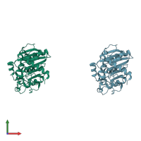 PDB entry 1dte coloured by chain, front view.