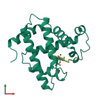 PDB entry 1dti coloured by chain, front view.