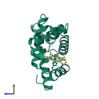 PDB entry 1dti coloured by chain, side view.