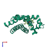 PDB entry 1dti coloured by chain, top view.