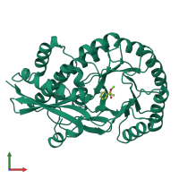 PDB entry 1dtn coloured by chain, front view.
