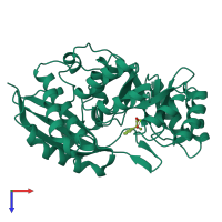 PDB entry 1dtn coloured by chain, top view.