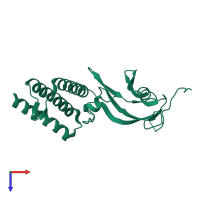 PDB entry 1dto coloured by chain, top view.