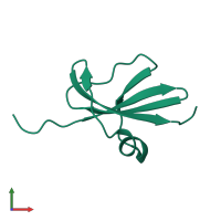 PDB entry 1dtv coloured by chain, front view.