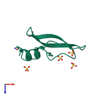 PDB entry 1dtx coloured by chain, top view.