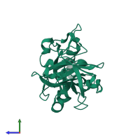 PDB entry 1dua coloured by chain, side view.