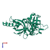 PDB entry 1dua coloured by chain, top view.