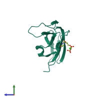 PDB entry 1duc coloured by chain, side view.