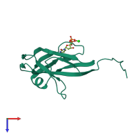 PDB entry 1duc coloured by chain, top view.