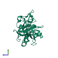 PDB entry 1due coloured by chain, side view.