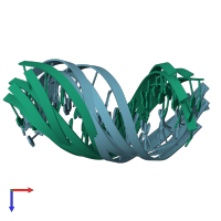 PDB entry 1duf coloured by chain, ensemble of 5 models, top view.
