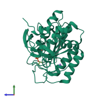 PDB entry 1dui coloured by chain, side view.