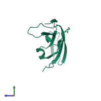 PDB entry 1dun coloured by chain, side view.