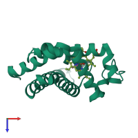 PDB entry 1duo coloured by chain, top view.