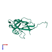 PDB entry 1dup coloured by chain, top view.