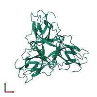 Deoxyuridine 5'-triphosphate nucleotidohydrolase in PDB entry 1dup, assembly 1, front view.