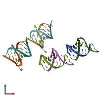 PDB entry 1duq coloured by chain, front view.