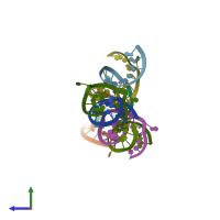 PDB entry 1duq coloured by chain, side view.