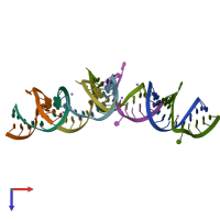 PDB entry 1duq coloured by chain, top view.