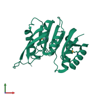 PDB entry 1dus coloured by chain, front view.