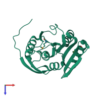 PDB entry 1dus coloured by chain, top view.