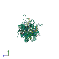 PDB entry 1duw coloured by chain, side view.