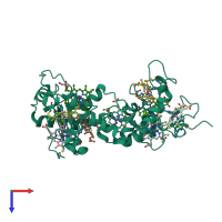 PDB entry 1duw coloured by chain, top view.
