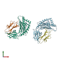 PDB entry 1duz coloured by chain, front view.