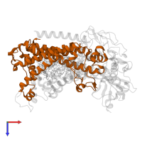 Reaction center protein M chain in PDB entry 1dv3, assembly 1, top view.