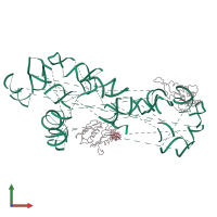 PDB entry 1dv4 coloured by chain, front view.